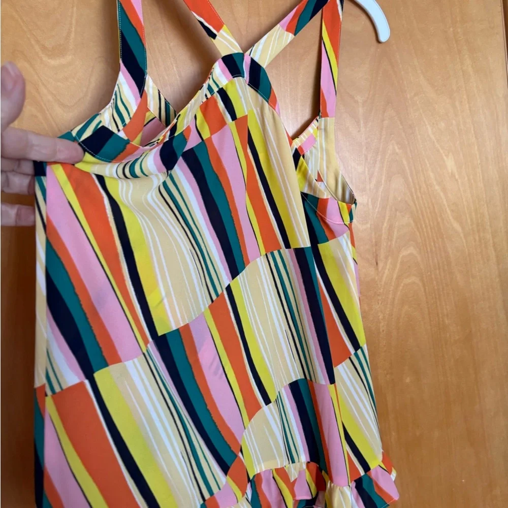 CABI Multicolor Striped Ruffle Hem Tank Top - Picture 2 of 4